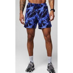 Fabletics Men's The One Short Admiral Blue Lightning Unlined 5" Inseam Sz M Gym